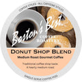 Coffee pod packaging for Boston's Best Coffee Roasters Donut Shop Blend with a donut and coffee cup illustration.