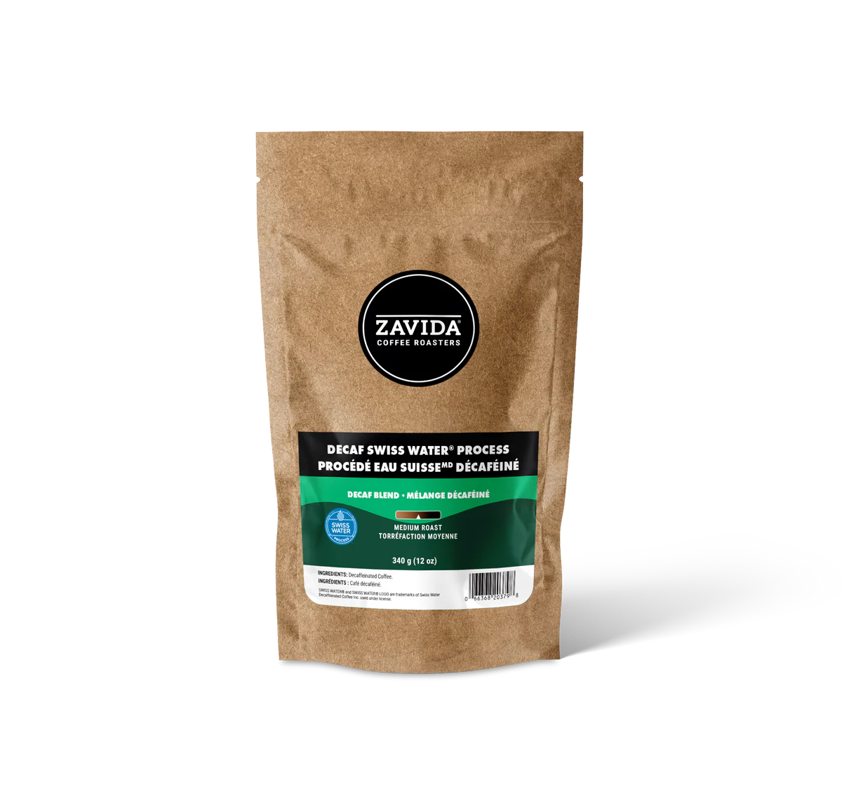 Zavida Decaf Swiss Water Process Whole Bean Coffee 12 oz | Coffee Canada