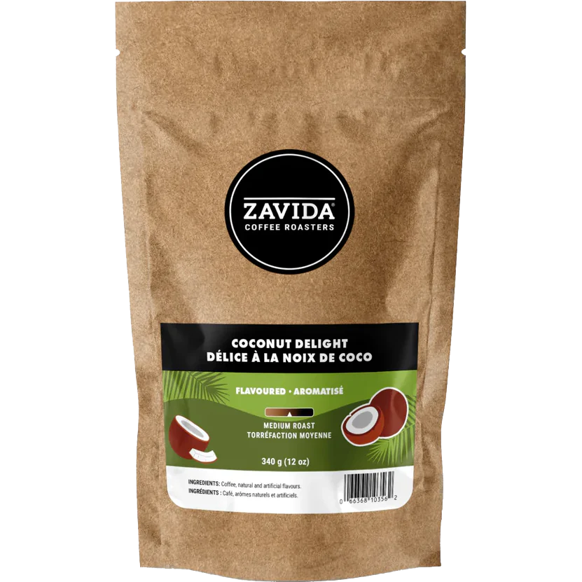Zavida Coconut Delight Whole Bean Coffee, Medium Roast 12 oz